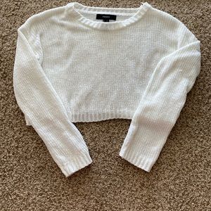 WHITE FOREVER 21 KNIT CROPPED SWEATER